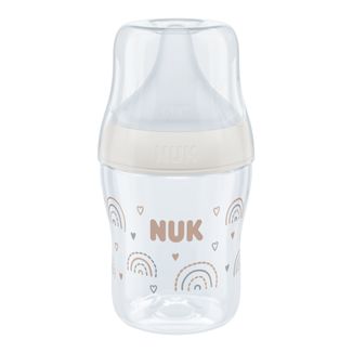 NUK Perfect Match, butelka antykolkowa ze smoczkiem silikonowym, rozmiar S, tęcza, od urodzenia, 150 ml NUK Perfect Match, butelka antykolkowa ze smoczkiem silikonowym, rozmiar S, tęcza, od urodzenia, 150 ml - zdjęcie produktu