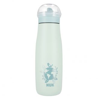 NUK Mini-Me Flip, kubek stalowy z ustnikiem 2w1, miętowy, globus, od 12 miesiąca, 500 ml - zdjęcie produktu