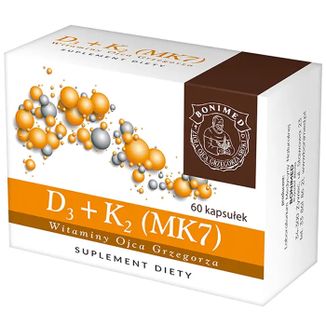 Witaminy Ojca Grzegorza D3+K2 (MK7), 60 kapsułek - zdjęcie produktu