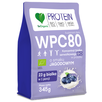 BeOrganic WPC 80, koncentrat białka serwatkowego Bio, smak jagodowy, 345 g - zdjęcie produktu