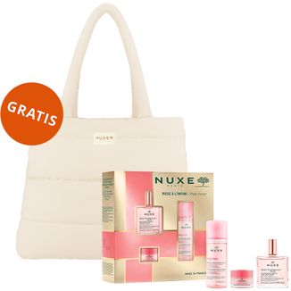 Zestaw Nuxe Bestsellery Huile Prodigieuse Florale, suchy olejek, 50 ml + łagodząca woda micelarna 3w1, 100 ml + różany balsam do ust, 15 g + torba gratis - zdjęcie produktu