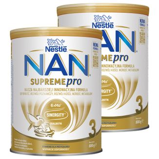 Zestaw Nestle NAN Supremepro 3 HMO, mleko następne dla niemowląt po 1 roku, 2 x 800 g - zdjęcie produktu