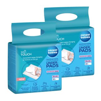 Zestaw Canpol Babies, wielofunkcyjne podkłady higieniczne, 33 cm x 45 cm, 2 x 20 sztuk - zdjęcie produktu