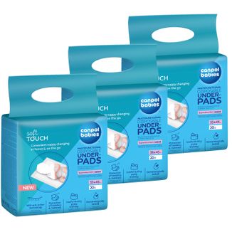Zestaw Canpol Babies, wielofunkcyjne podkłady higieniczne, 33 cm x 45 cm, 3 x 20 sztuk - zdjęcie produktu