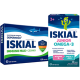 Zestaw Iskial Max + Czosnek, dla dzieci powyżej 6 lat i dorosłych, 120 kapsułek + Omega-3, żelki dla dzieci od 3 lat, smak truskawkowy, 30 sztuk - miniaturka zdjęcia produktu