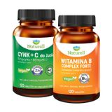 Zestaw Naturell Cynk + C, 120 tabletek do rozgryzania i żucia + Witamina B Complex Forte, 120 tabletek - miniaturka zdjęcia produktu