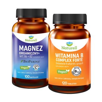 Zestaw Naturell Magnez Organiczny+, 100 kapsułek + Witamina B Complex Forte, 120 tabletek - zdjęcie produktu