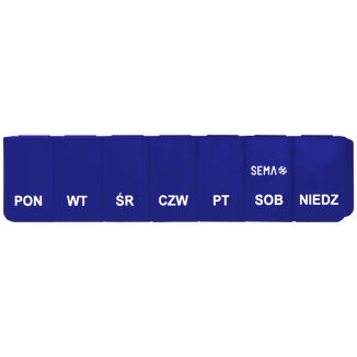 SEMA Protect, kasetka do leków tygodniowa, jednokomorowa, granatowa - zdjęcie produktu