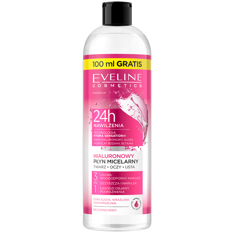 Nieznana Eveline Cosmetics Hialuronowy płyn micelarny 3w1, 500 ml — Składniki i ocena
