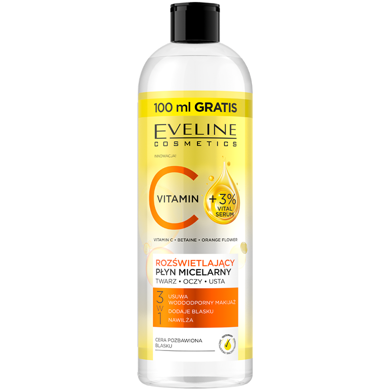 Nieznana Eveline Cosmetics aufhellend Mizellenwasser Vitamin C 3w1, 500 ml — Inhaltsstoffe und Bewertung