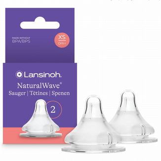 Lansinoh NaturalWave, smoczek do butelki, silikonowy, XS bardzo wolny przepływ, od urodzenia, 2 sztuki - zdjęcie produktu
