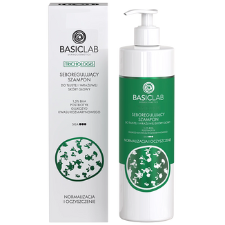 BasicLab Trichologis, seboregulujący szampon do tłustej i wrażliwej skóry głowy, 300 ml - zdjęcie produktu