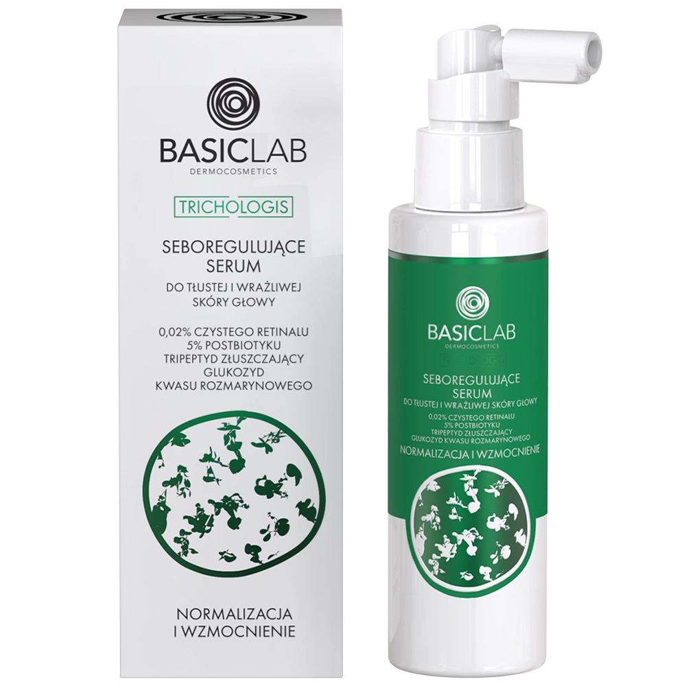 Basiclab BasicLab Trichologis, seboregulujące serum do tłustej i wrażliwej skóry głowy, 100 ml — Składniki i ocena