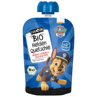 Pure&Fun Przecier truskawka-malina z owsem, ekologiczny, Psi Patrol Chase, 100 g KRÓTKA DATA - zdjęcie produktu