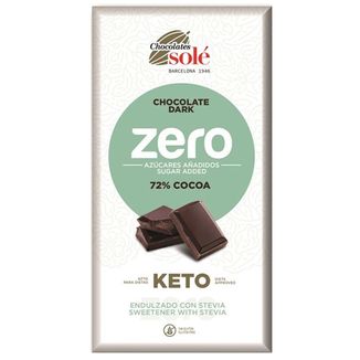 Sole Czekolada gorzka 72% ze stewią, keto, bez dodatku cukru, 100 g Sole Czekolada gorzka 72% ze stewią, keto, bez dodatku cukru, 100 g - zdjęcie produktu