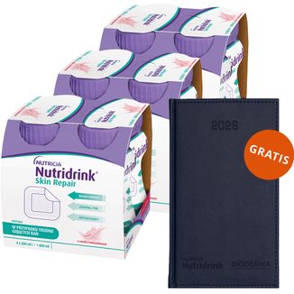 Zestaw Nutridrink Skin Repair, preparat odżywczy, smak truskawkowy, 12 x 200 ml + kalendarz książkowy na 2026 rok gratis - zdjęcie produktu