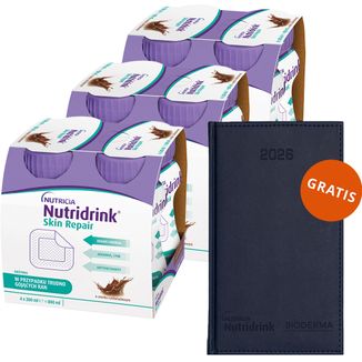 Zestaw Nutridrink Skin Repair, preparat odżywczy, smak czekoladowy, 12 x 200 ml + kalendarz książkowy na 2026 rok gratis - zdjęcie produktu