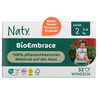 Naty BioEmbrace, ekologiczne pieluchy jednorazowe, rozmiar 2, 3-6 kg, 33 sztuki - zdjęcie produktu