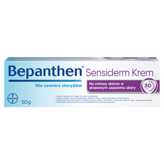 Bepanthen Sensiderm Krem, pielęgnacja w AZS i egzemie, od 1 miesiąca, 50 g USZKODZONE OPAKOWANIE - zdjęcie produktu