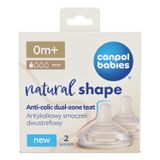 Canpol Babies, smoczek silikonowy do butelki Natural Shape, antykolkowy, dwustrefowy, od urodzenia, 2 sztuki - miniaturka zdjęcia produktu
