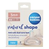 Canpol Babies, smoczek silikonowy do butelki Natural Shape, antykolkowy, dwustrefowy, od 3 miesiąca, 2 sztuki - miniaturka zdjęcia produktu