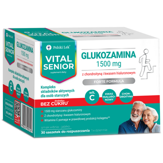Vital Senior Glukozamina 1500 mg, proszek, smak wiśnia-jabłko, 30 saszetek - zdjęcie produktu