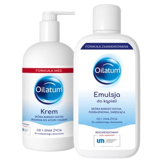 Zestaw Oilatum Formuła Med krem, skóra sucha, bardzo sucha, skłonna do atopii i alergii, od 1 dnia życia, 300 ml + emulsja do kąpieli, od 1 dnia życia, 400 ml - zdjęcie produktu