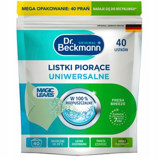 Dr. Beckmann Magic Leaves, listki piorące, Fresh Breeze, uniwersalne, 40 sztuk - zdjęcie produktu