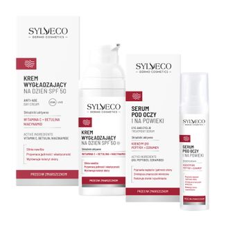 Zestaw Sylveco Dermo Przeciw Zmarszczkom, serum pod oczy i na powieki, 15 ml + krem wygładzający na dzień, SPF 50, 50 ml - zdjęcie produktu