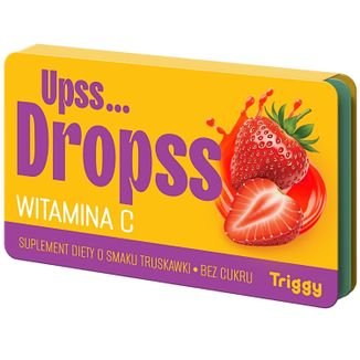 Triggy Upss… Dropss, witamina C, smak truskawkowy, 15 pastylek do ssania - zdjęcie produktu