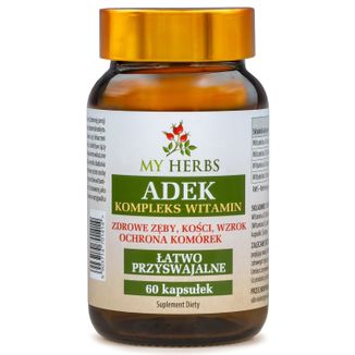 My Herbs ADEK, kompleks witamin, 60 kapsułek My Herbs ADEK, kompleks witamin, 60 kapsułek - zdjęcie produktu