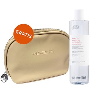 Sensilis Higiena AR, płyn micelarny dla skóry wrażliwej i reaktywnej, 400 ml + kosmetyczka, beżowa, imitacja skóry, 1 sztuka gratis - zdjęcie produktu