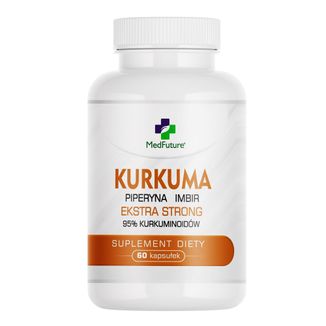 Medfuture Kurkuma Ekstra Strong + Piperyna + Imbir, 60 kapsułek Medfuture Kurkuma Ekstra Strong + Piperyna + Imbir, 60 kapsułek - zdjęcie produktu