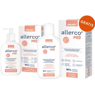 Allerco Med Emolienty, żel myjący do skóry skłonnej do podrażnień i alergii, dla dorosłych i dzieci, 200 ml + emulsja do kąpieli, 400 ml gratis Allerco Med Emolienty, żel myjący do skóry skłonnej do podrażnień i alergii, dla dorosłych i dzieci, 200 ml + emulsja do kąpieli, 400 ml gratis - zdjęcie produktu