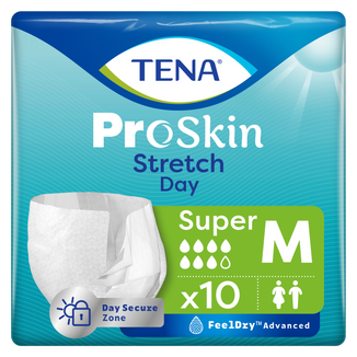 Tena Stretch ProSkin Super Day, pieluchomajtki, rozmiar M, 86-116 cm, 10 sztuk - zdjęcie produktu