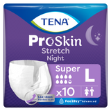 Tena Stretch ProSkin Super Night, pieluchomajtki, rozmiar L, 103-140 cm, 10 sztuk - miniaturka zdjęcia produktu