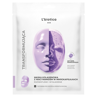 L'biotica, transformująca maska kolagenowa z niacynamidem w mikrokapsułkach, 1 sztuka - zdjęcie produktu