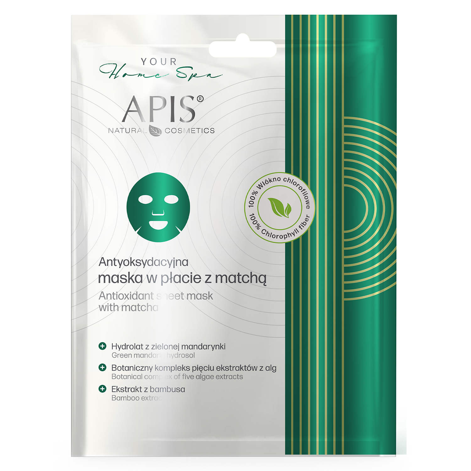 Nieznana Apis Your Home Spa, antyoksydacyjna maska w płacie z matchą, 20 g — Składniki i ocena