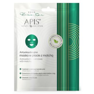 Apis Your Home Spa, antyoksydacyjna maska w płacie z matchą, 20 g - zdjęcie produktu