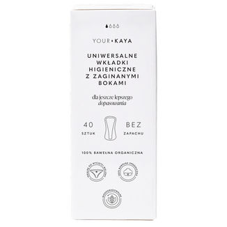 Your KAYA, wkładki higieniczne z bawełny organicznej z zaginanymi bokami, 40 sztuk - zdjęcie produktu