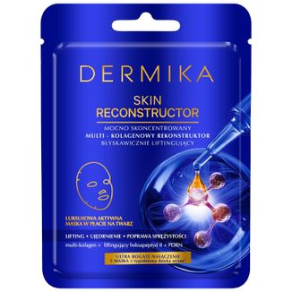 Dermika Skin Reconstructor, mocno skoncentrowany multi-kolagenowy rekonstruktor błyskawicznie liftingujący, maska w płacie, 1 sztuka - zdjęcie produktu