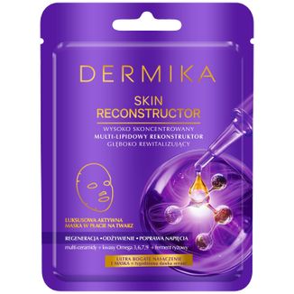 Dermika Skin Reconstructor, wysoko skoncentrowany multi-lipidowy rekonstruktor głęboko rewitalizujący, maska w płacie, 1 sztuka Dermika Skin Reconstructor, wysoko skoncentrowany multi-lipidowy rekonstruktor głęboko rewitalizujący, maska w płacie, 1 sztuka - zdjęcie produktu