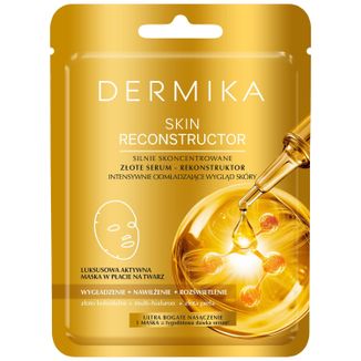 Dermika Skin Reconstructor, silnie skoncentrowane złote serum-rekonstruktor odmładzające wygląd skóry, maska w płacie, 1 sztuka - zdjęcie produktu