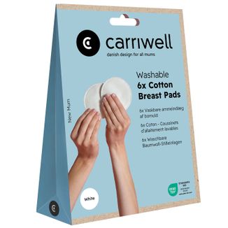 Carriwell, bawełniane wkładki laktacyjne, wielorazowe, białe, 6 sztuk - zdjęcie produktu