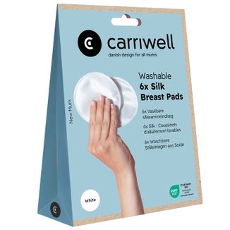 Carriwell, jedwabne wkładki laktacyjne, wielorazowe, białe, 6 sztuk - zdjęcie produktu