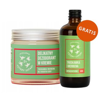 Cztery Szpaki, delikatny dezodorant w kremie, truskawka i werbena, 60 ml + mydło w płynie, truskawka i werbena, 50 ml gratis - zdjęcie produktu
