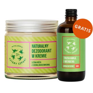 Cztery Szpaki, naturalny dezodorant w kremie, leśna róża, 100 ml + mydło w płynie, truskawka i werbena, 50 ml gratis - zdjęcie produktu