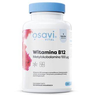 Osavi Vital Witamina B12, metylokobalamina 100 μg, 120 kapsułek wegańskich - zdjęcie produktu