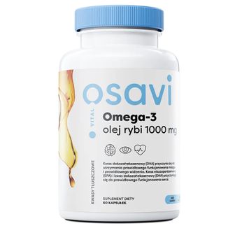 Osavi Vital Omega-3 Olej rybi 1000 mg, smak naturalny, 60 kapsułek - zdjęcie produktu