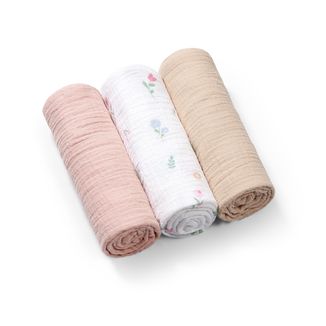 BabyOno, pieluszki muślinowe marszczone, super miękkie, różowe, 3 sztuki - zdjęcie produktu